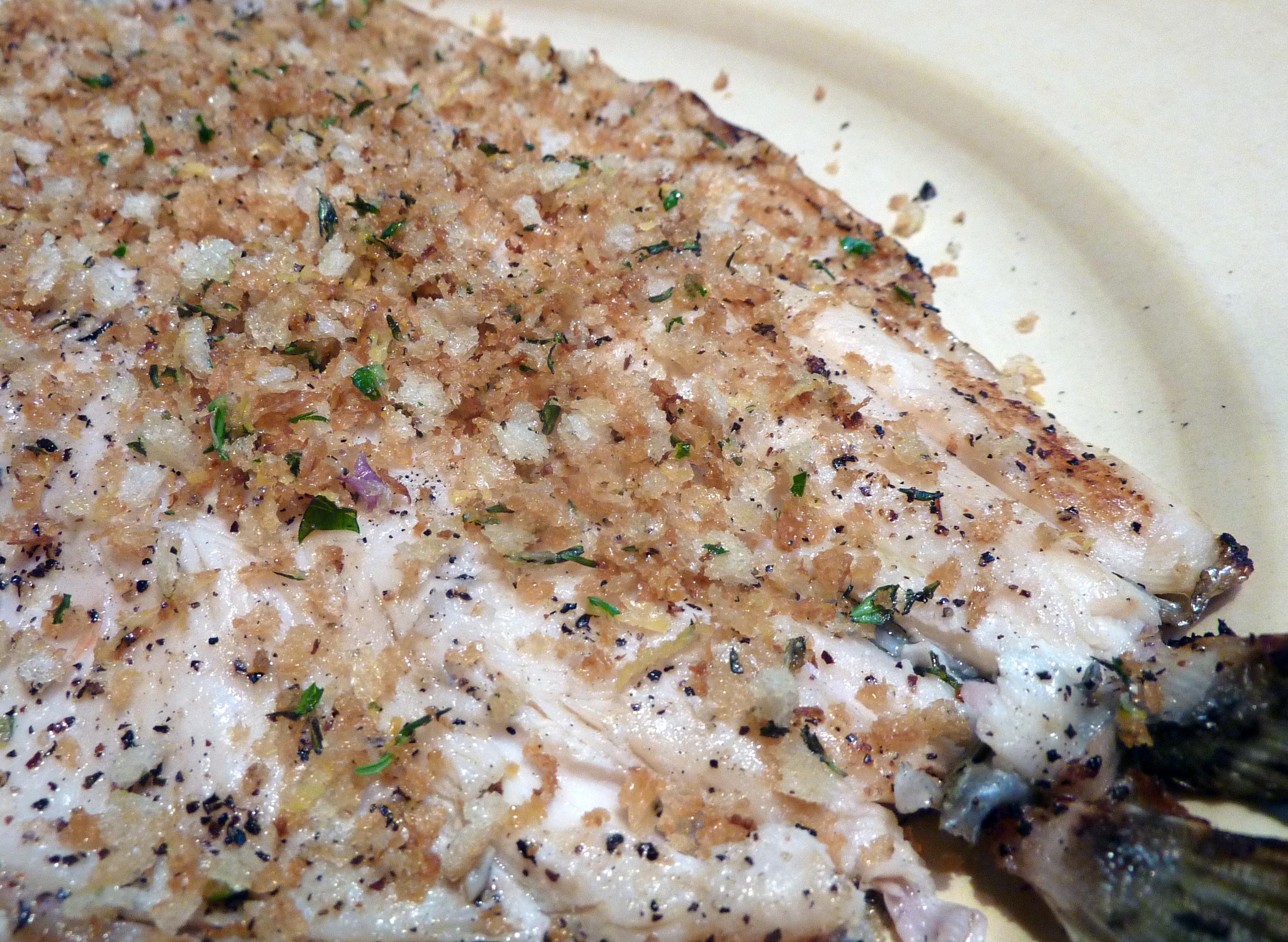 Grilled Trout with Lemon-Thyme Breadcrumbs