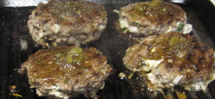 Hot-as-you-want-them lamb burgers with basil-lemon goat cheese