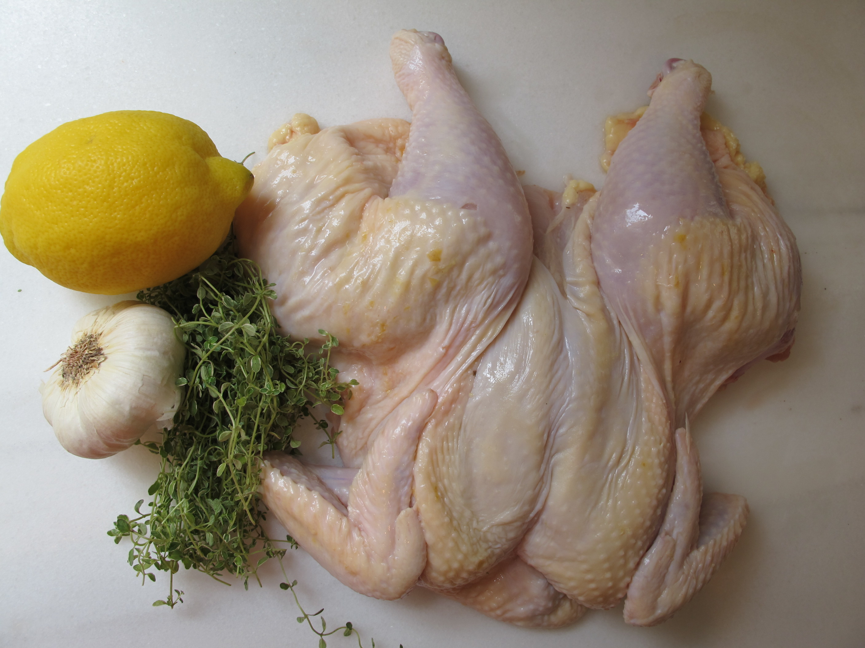 Chicken al Mattone with Thyme Pesto