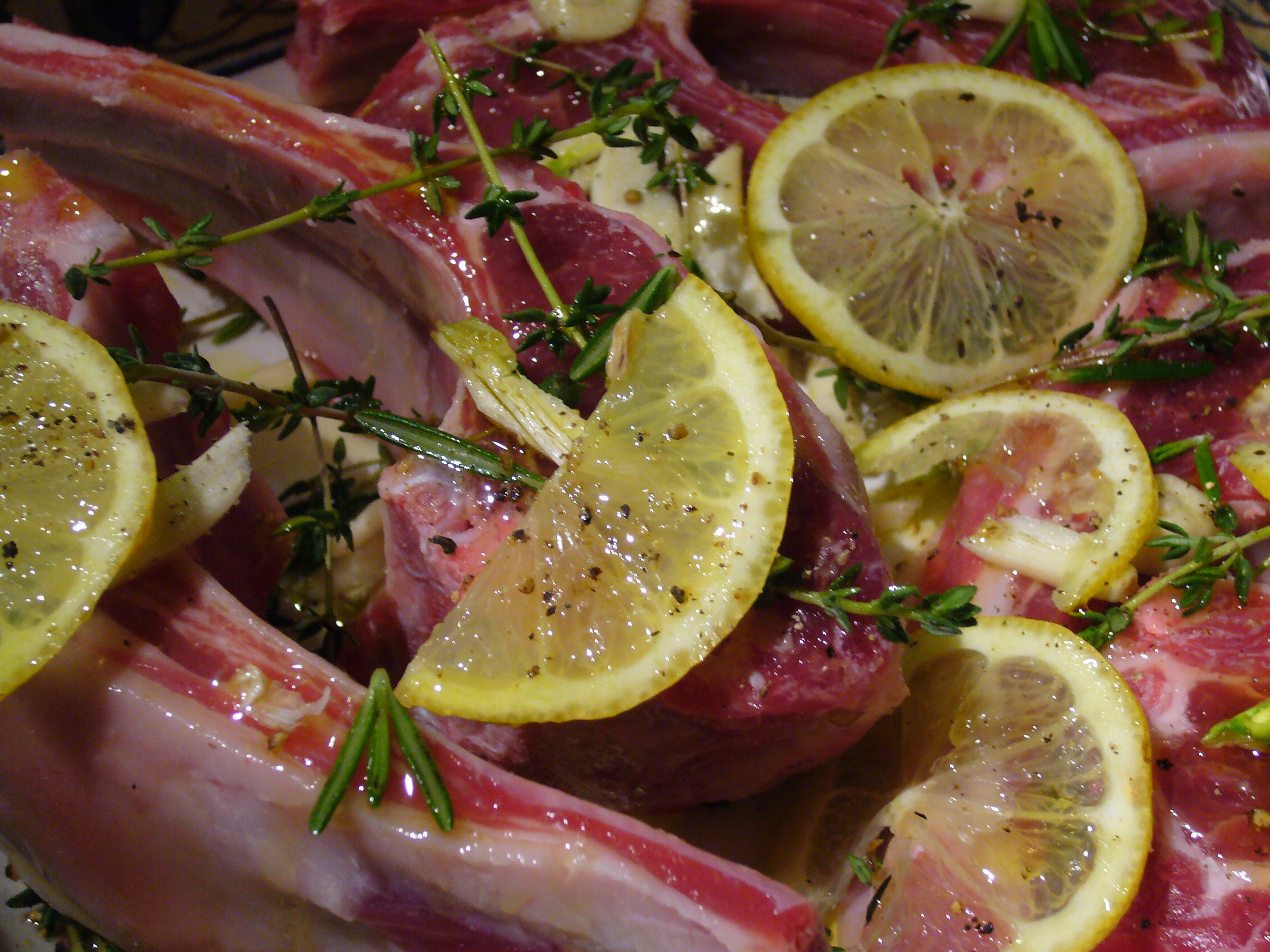 Grilled Double-Cut Lamb Chops, Green Garlic Herb Butter, Green Garlic Mashed Potatoes