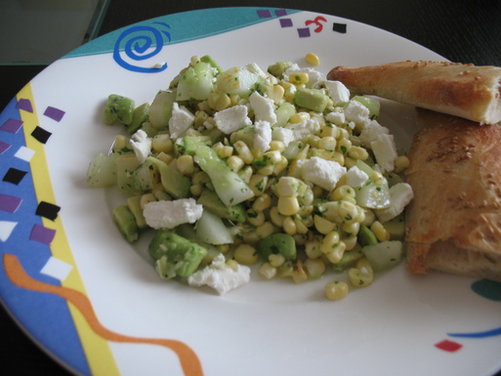 Sweet Corn and Cucumber Salad with Goat Cheese