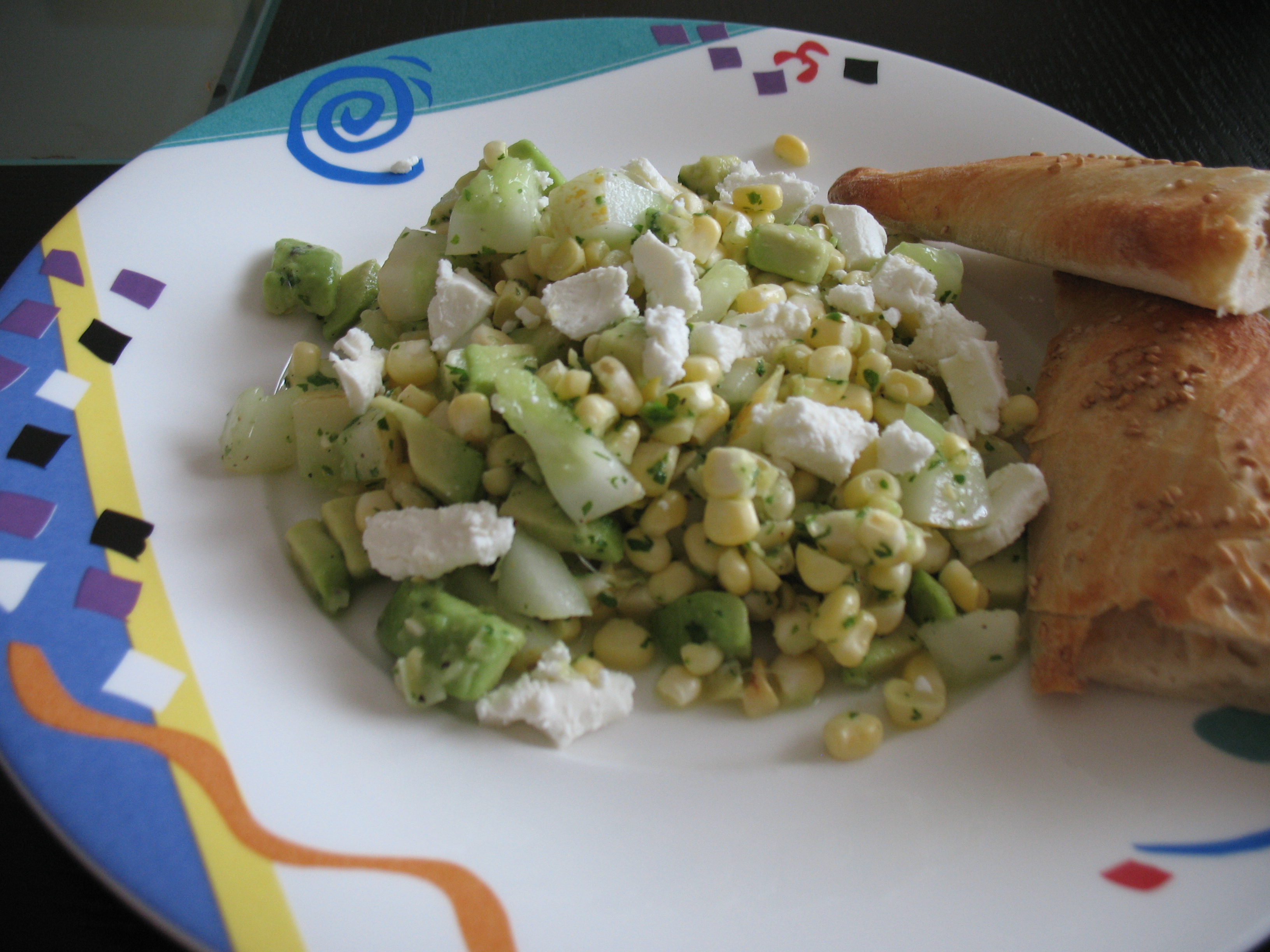 Sweet Corn and Cucumber Salad with Goat Cheese