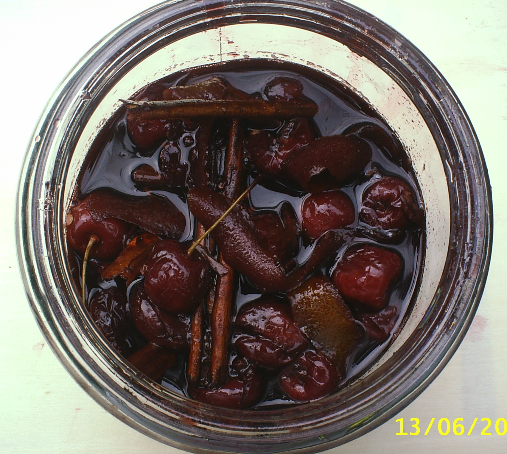Red wine-poached cherries