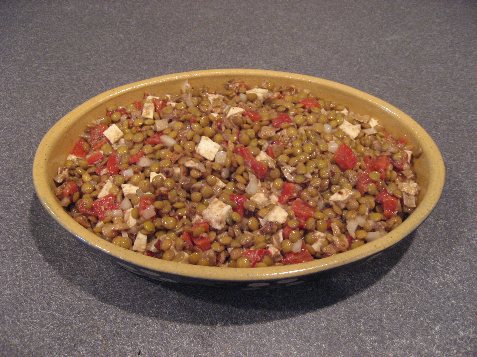 Lentil Salad with Smoked Mozzarella and Walnuts