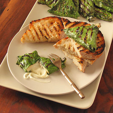 Chard Wrapped Grilled Mozzarella with Kalamata Olives