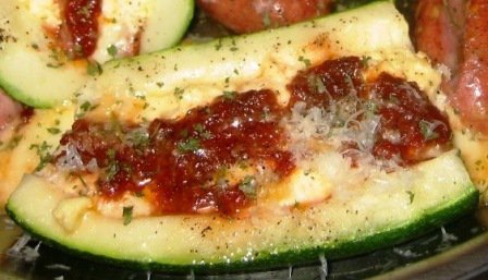 Ricotta-Bocconcini Zucchini Boats