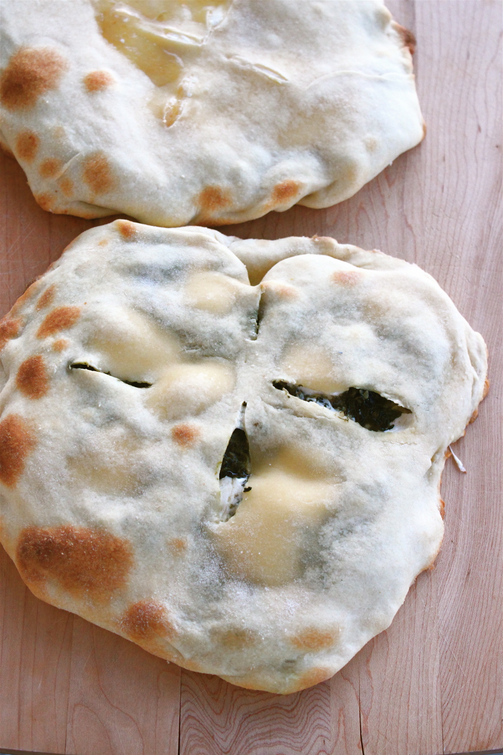 Turkish flatbread with fresh mozzarella and za-atar greens