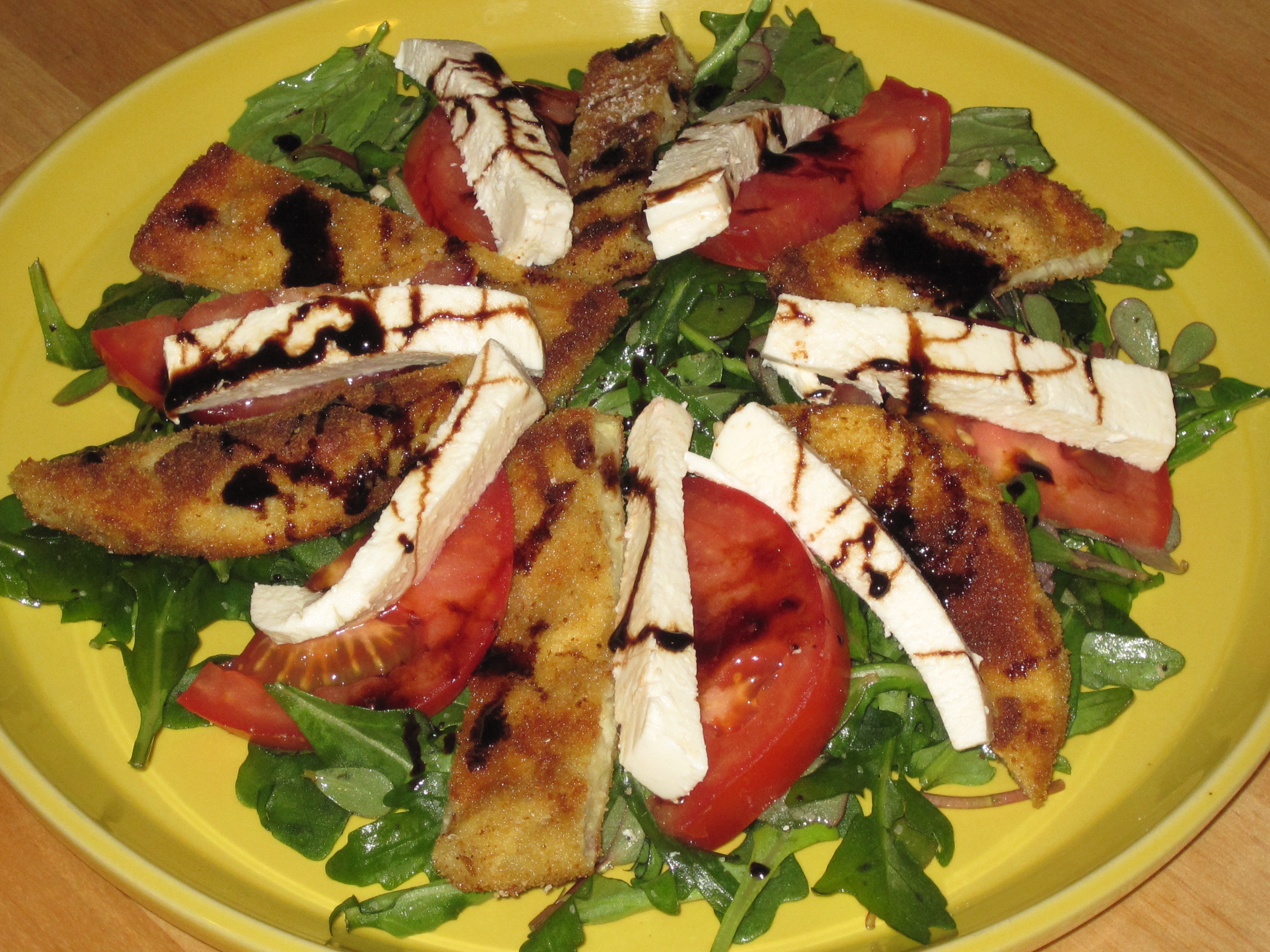 Deconstructed Eggplant Parm Salad with Balsamic Reduction