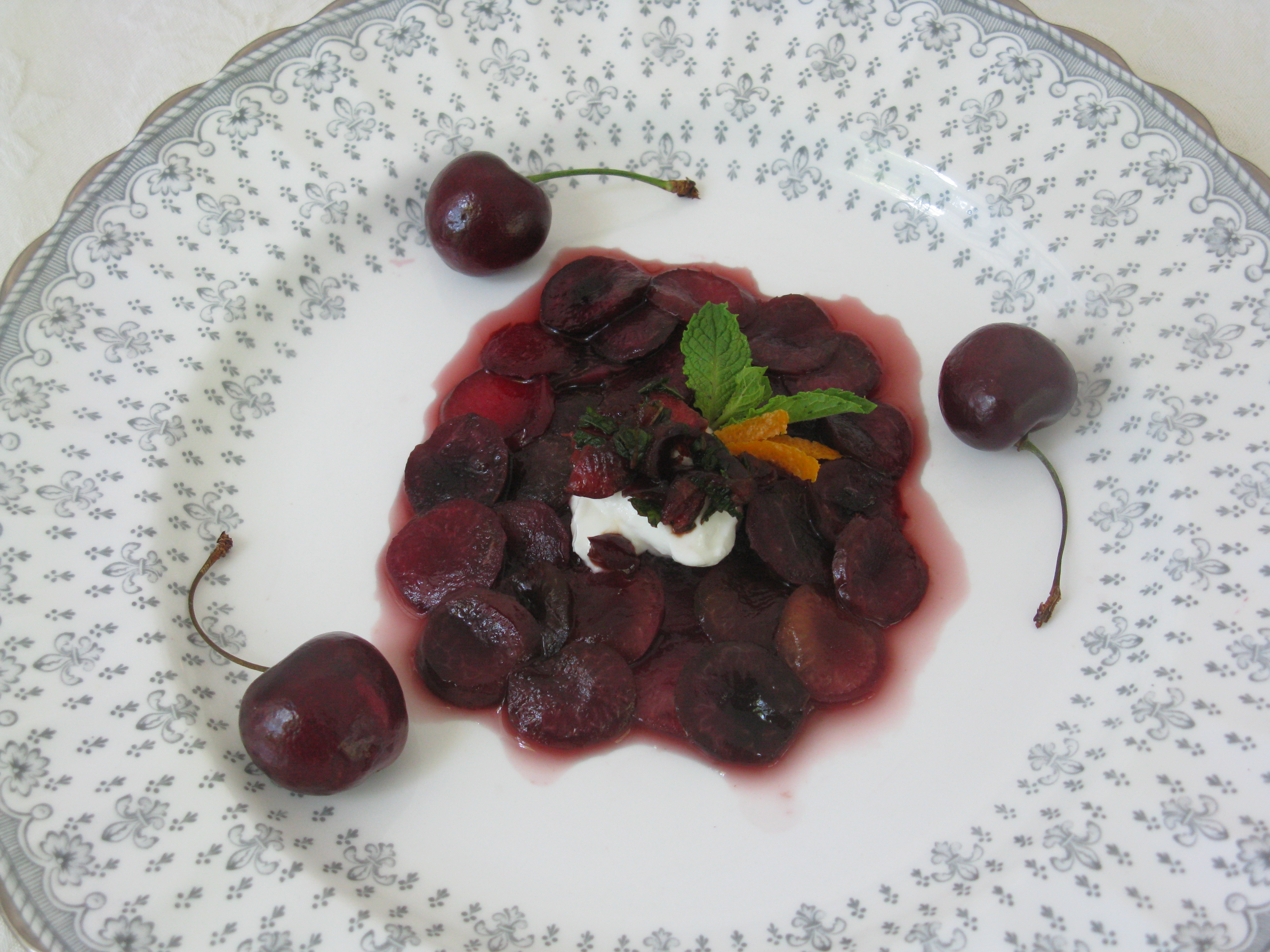 Carpaccio of Cherries with Creme Fraiche