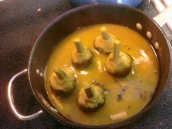 Braised artichokes with orange and lemongrass