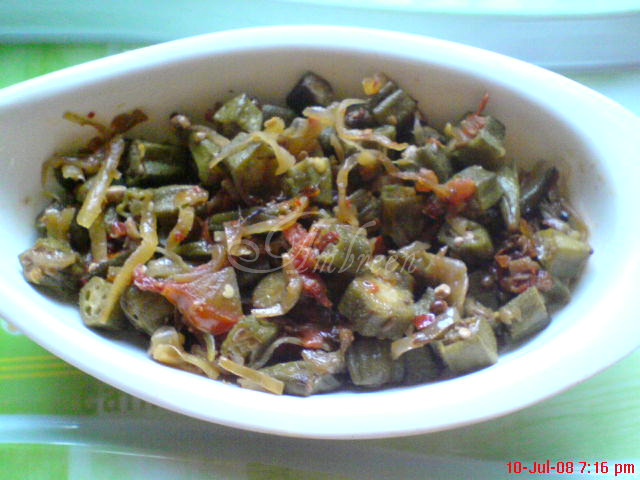 Fried Bhindi OR Okra with Onions and Tomatoes