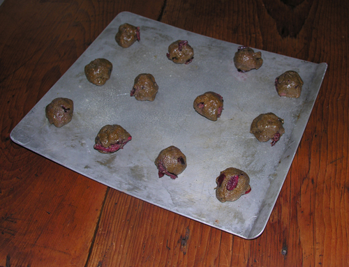 "Pfeffernusse" or  peppernut cookies with cranberries