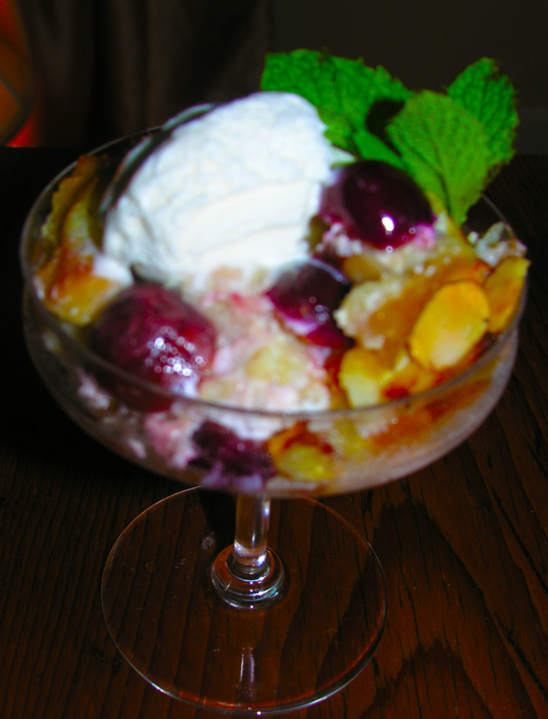 Cherry almond bread pudding