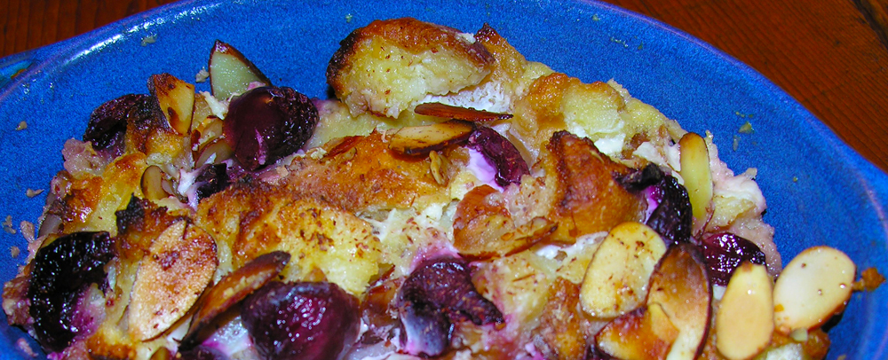 Cherry almond bread pudding