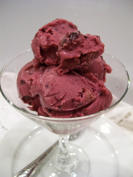 Cherry Mascarpone Sherbet with Dark Chocolate Balsamic Sauce