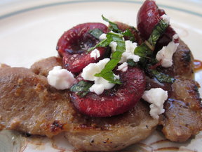 Lemongrass Pork Chops with Minted Cherry Salsa