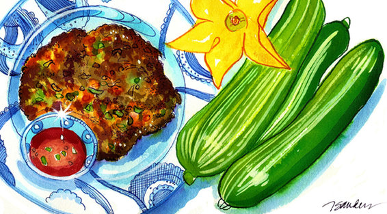 Zucchini Fritters with Adobo Sauce - by Nancy Taylor Robson