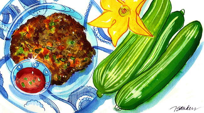 Zucchini Fritters with Adobo Sauce - by Nancy Taylor Robson