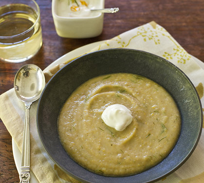 Summer Harvest Soup with Chilled Dill Yogurt
