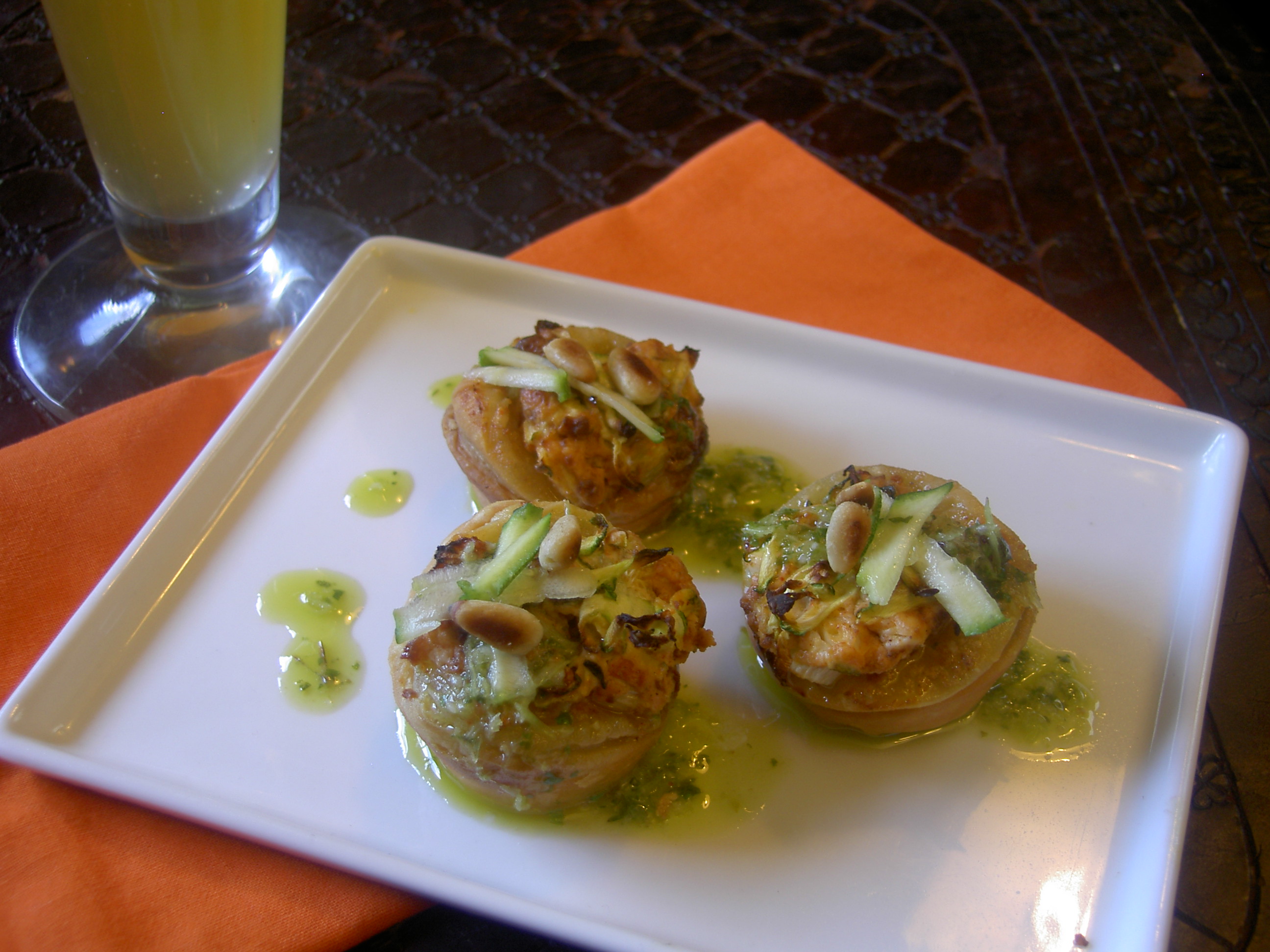 Zucchini & Chorizo Bites with Cilantro Lime Pesto