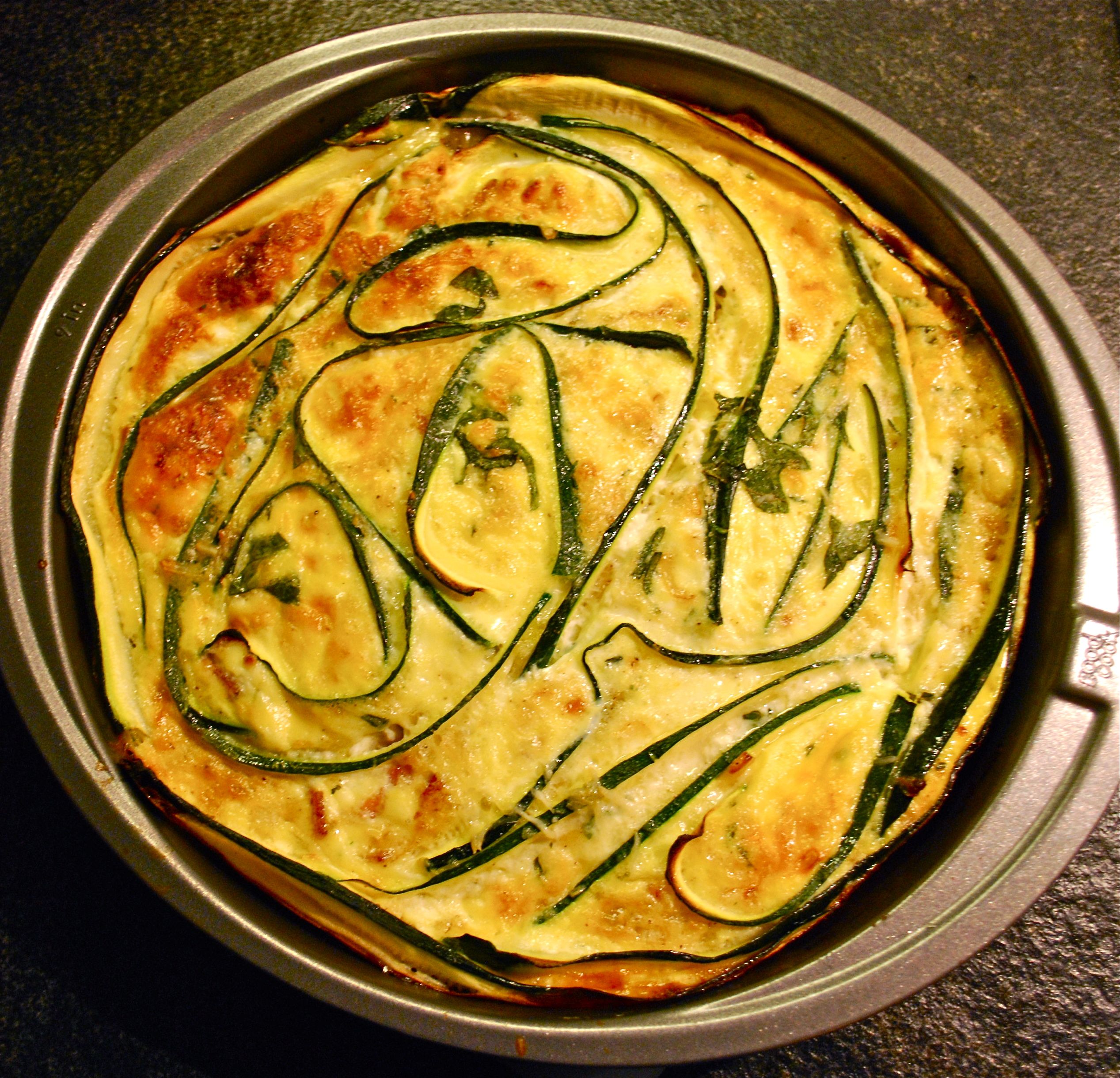 Zucchini Ribbon Quiche with Roasted Grape Tomatoes