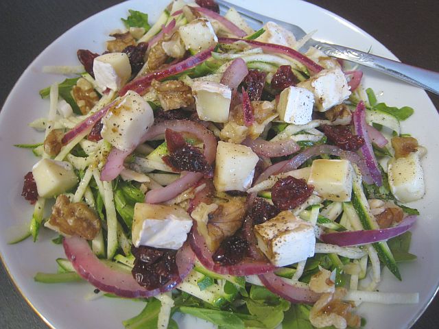 Zucchini Salad with Brie and a Grand Marnier Sherry Vinegar Reduction