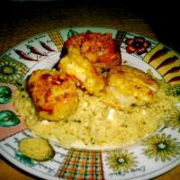 Pan-Seared Scallops and Yellow Squash with Lemon Cream Couscous