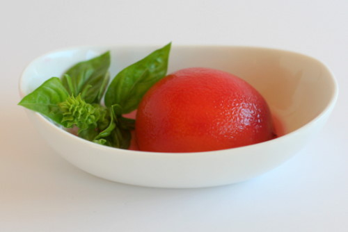 Peaches Poached with Basil