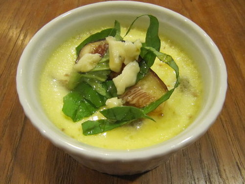 Fresh Fig Custard with Sweet Basil, Blue Cheese and Honey