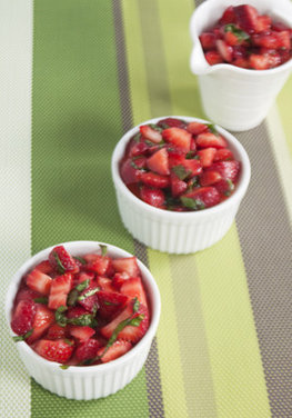 Lemon Basil Panna Cotta with Strawberries