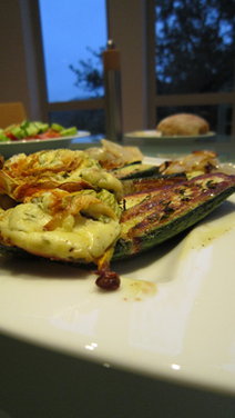 Zucchini Flowers Stuffed with Goat Cheese and Basil