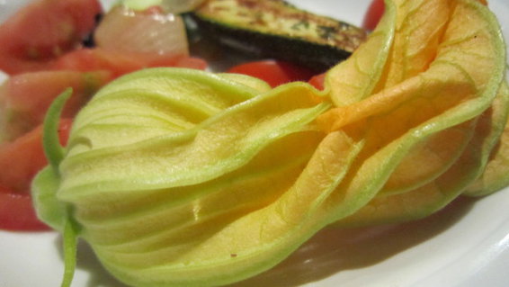 Zucchini Flowers Stuffed with Goat Cheese and Basil