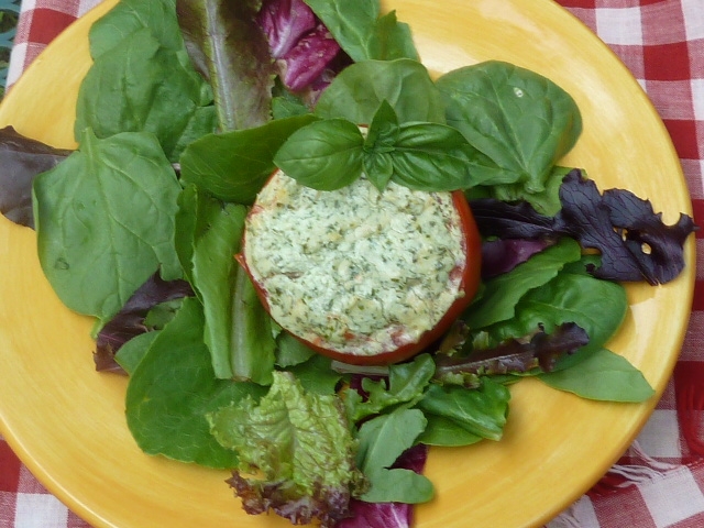 Basil and Chevre Baked Tomatoes