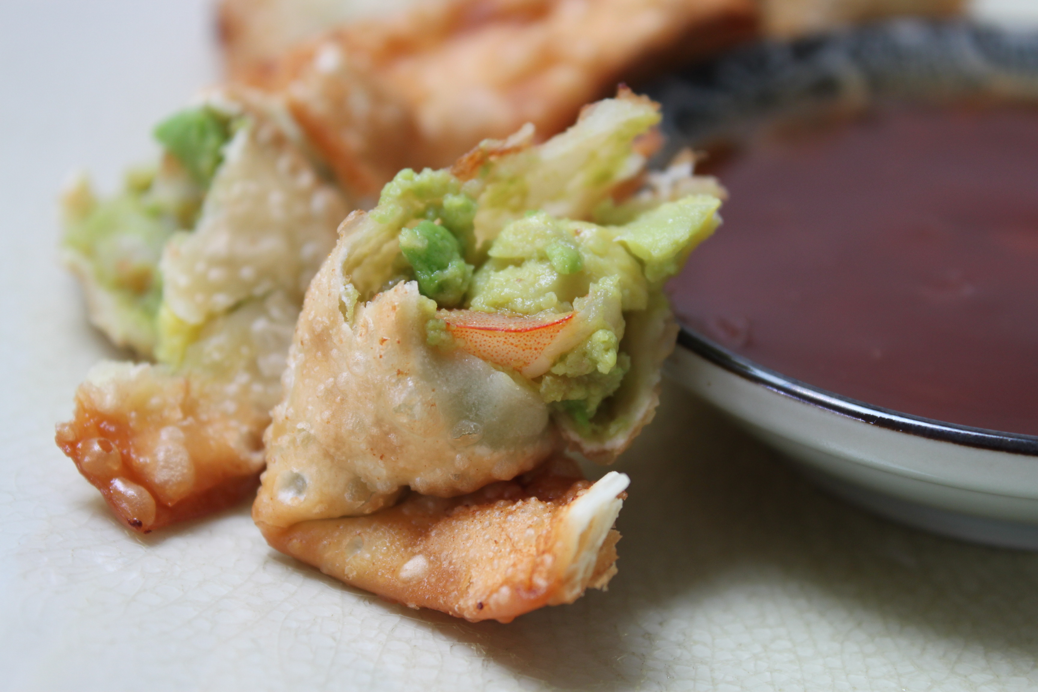 Shrimp and Avocado Rangoons with Grapefruit Sweet and Sour Dipping Sauce