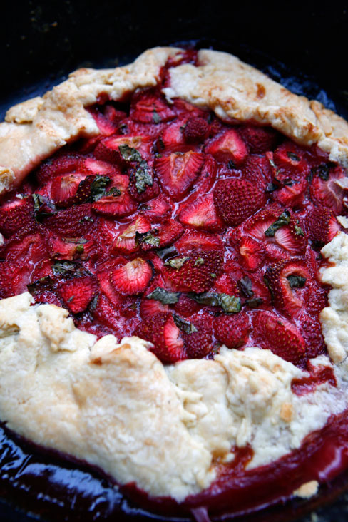 Strawberry Basil Tart with Avocado Ice cream