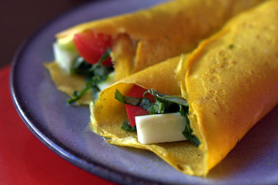 Crispy Vietnamese Veggie Crepes with Fresh Basil