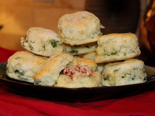 Parmesan-Basil Tea Biscuits with Roasted Garlic and Sun-Dried Tomato Butter