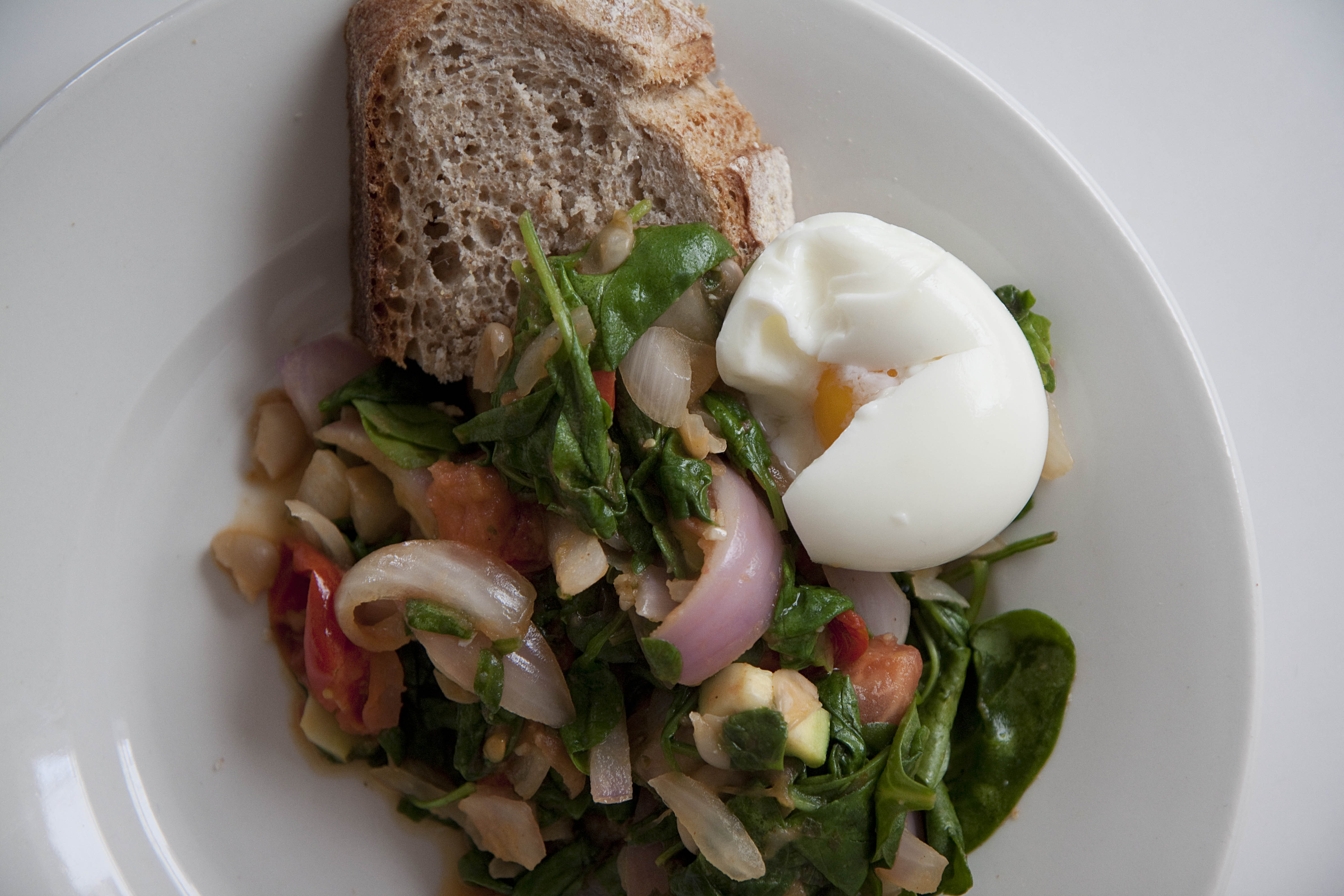Soft Boiled Eggs with Sautéed Spinach and Goodness
