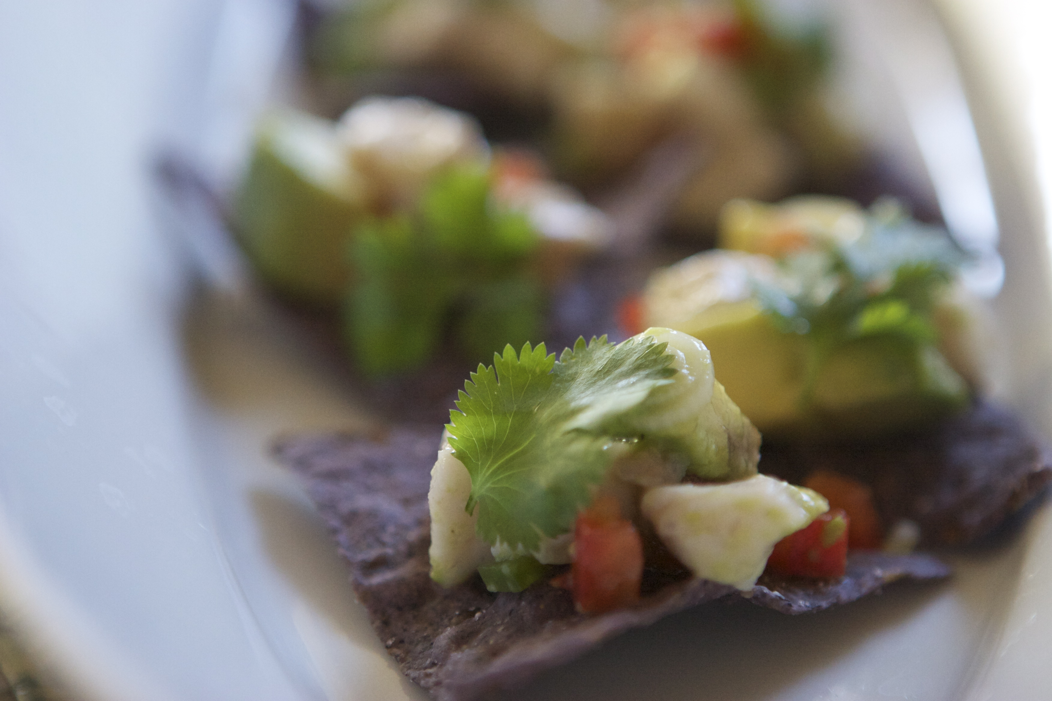No-Cook Swordfish Tostado Bites