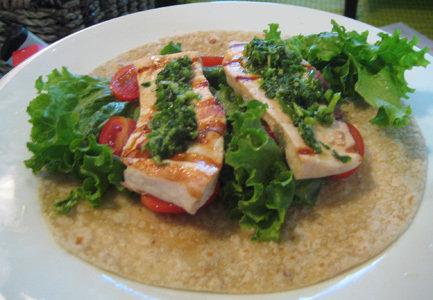 Simple Grilled Swordfish with Garlic Scape Pesto!