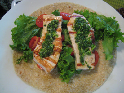 Simple Grilled Swordfish with Garlic Scape Pesto!