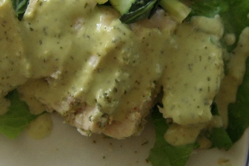 HOT Swordfish with COOL Coconut Avocado Cream Sauce