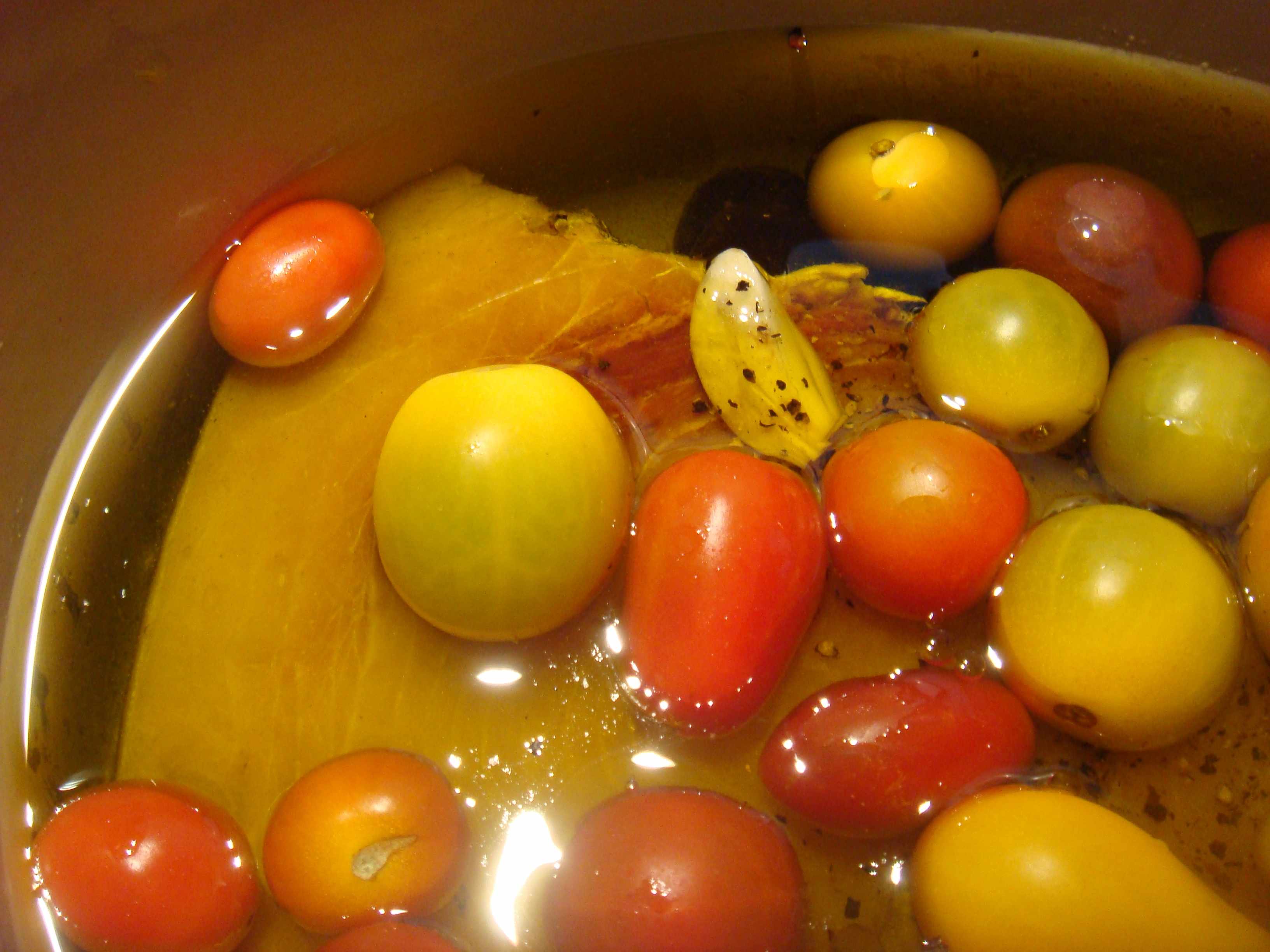 Olive-Oil-Poached Swordfish and Tomatoes with Olives and Capers