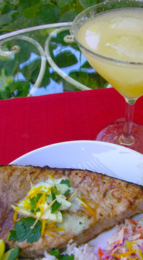 Grilled Ginger Margarita Swordfish with Tequila Lime and Orange Zest Homemade Butter