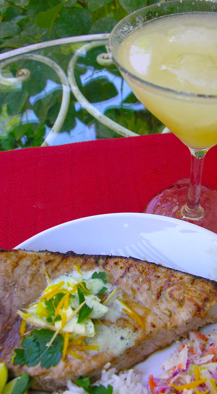 Grilled Ginger Margarita Swordfish with Tequila Lime and Orange Zest