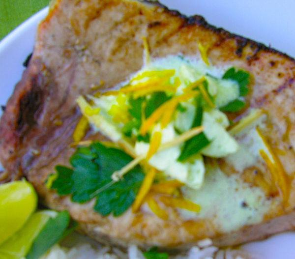 Grilled Ginger Margarita Swordfish with Tequila Lime and Orange Zest