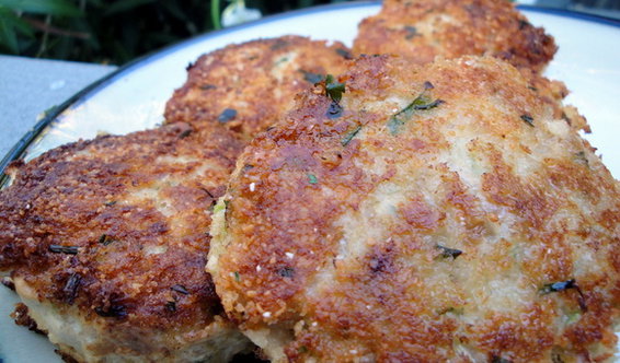 San Francisco Swordfish Cakes with Spicy Brown Mustard Mascarpone