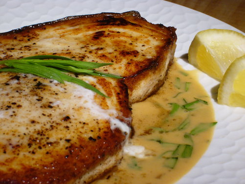Pan-Roasted Swordfish with Tarragon-Mustard Sauce
