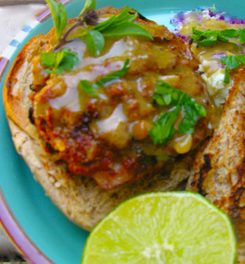 Asian burgers with fresh herbs