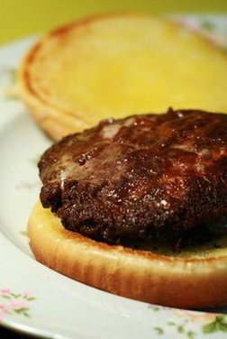 BBQ'd Grilled Onion Cheese Burger with Fried Egg
